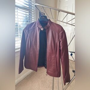 Coach Maroon Leather Jacket for Women